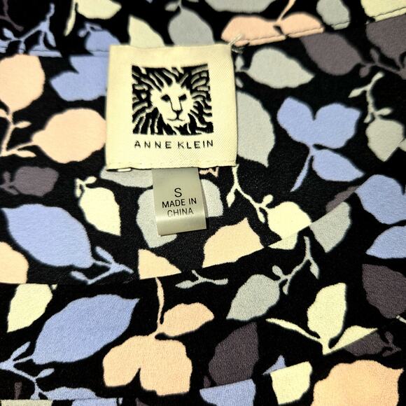 Anne Klein Small Floral Blue Women's Shirt Sleeveless Top Shell Blouse Miss 4 6 - Picture 3 of 6